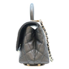 Chanel Black Caviar Leather Champagne Gold Coco Handle 19 XXS Chain Shoulder Bag — view 2
