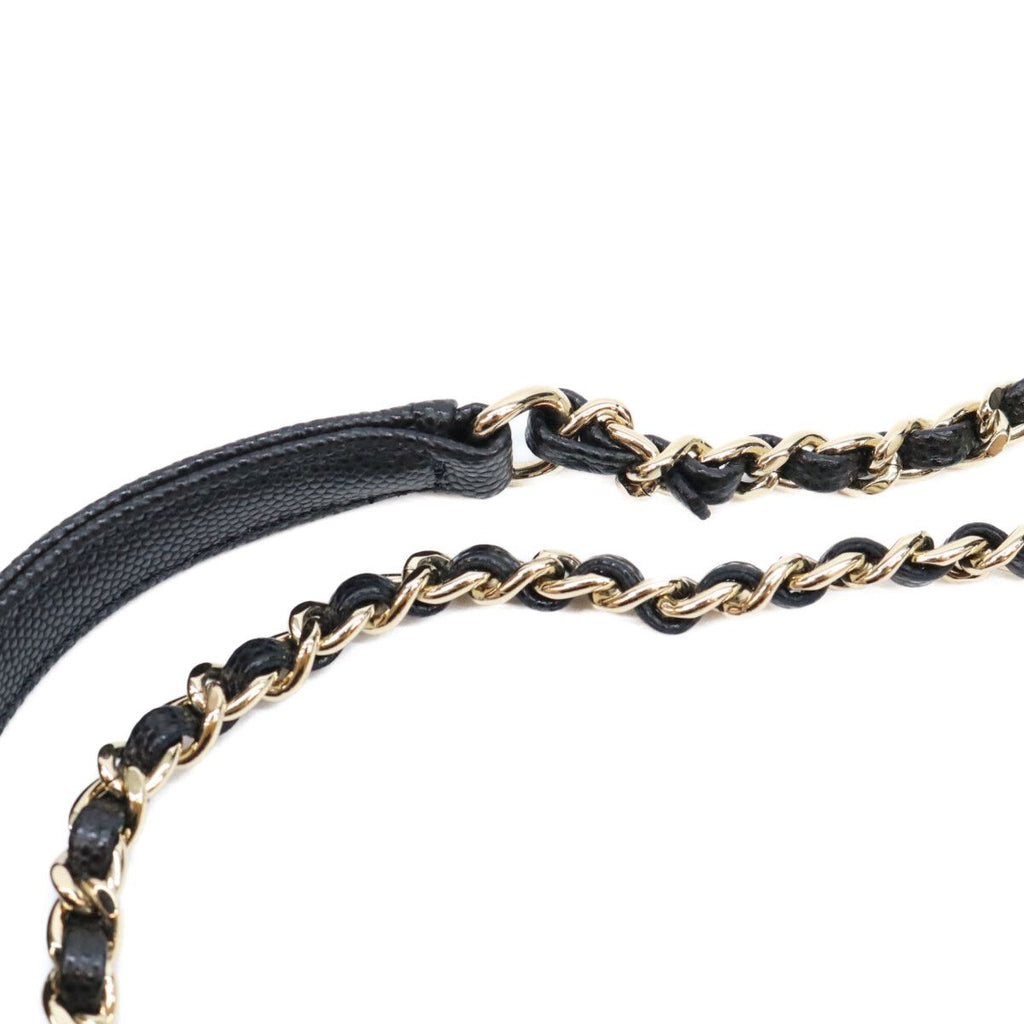 Chanel Black Caviar Leather Champagne Gold Coco Handle 19 XXS Chain Shoulder Bag — view 7
