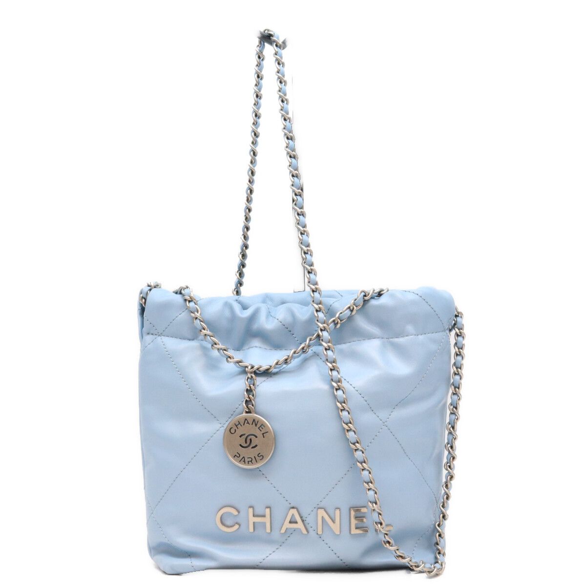 Chanel Light Blue Silver Chain Shoulder Bag