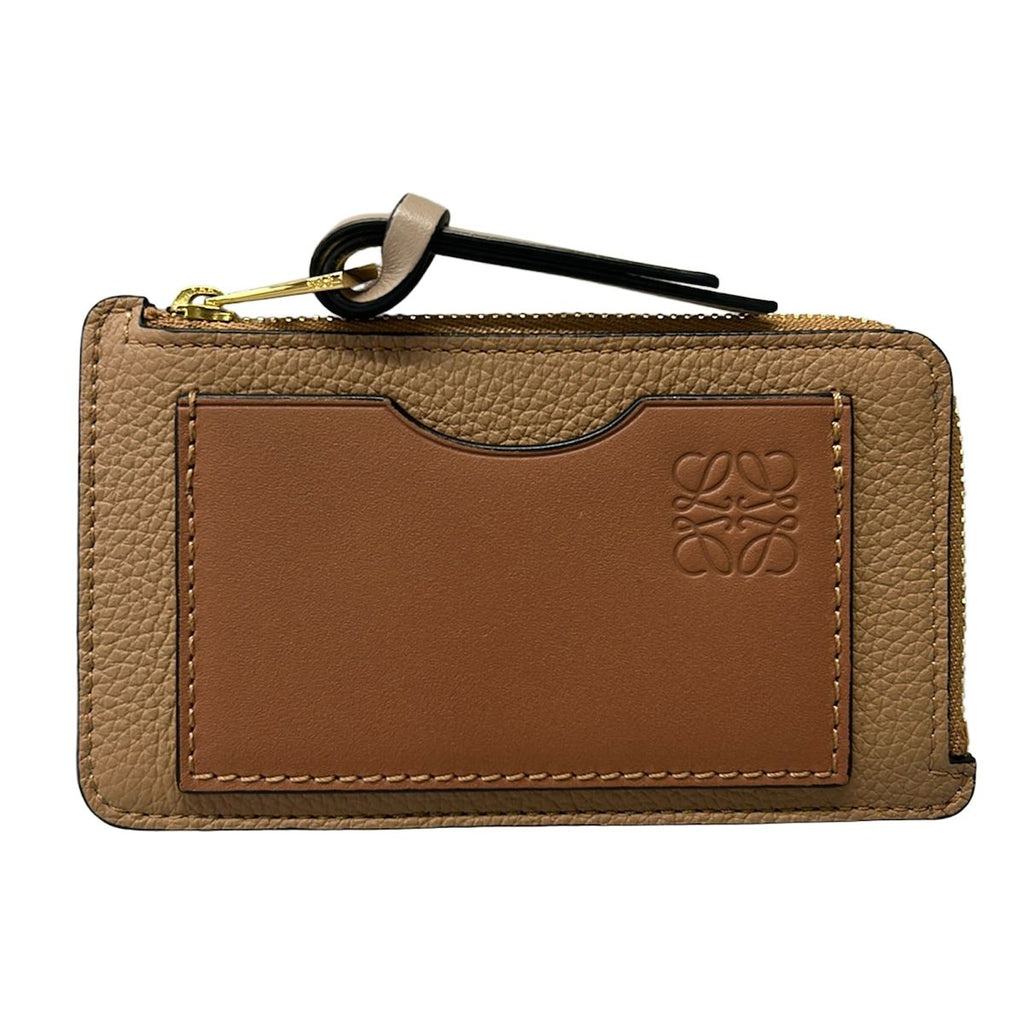 Loewe Card Case Coin Holder Toffee Tan L-shaped Zipper