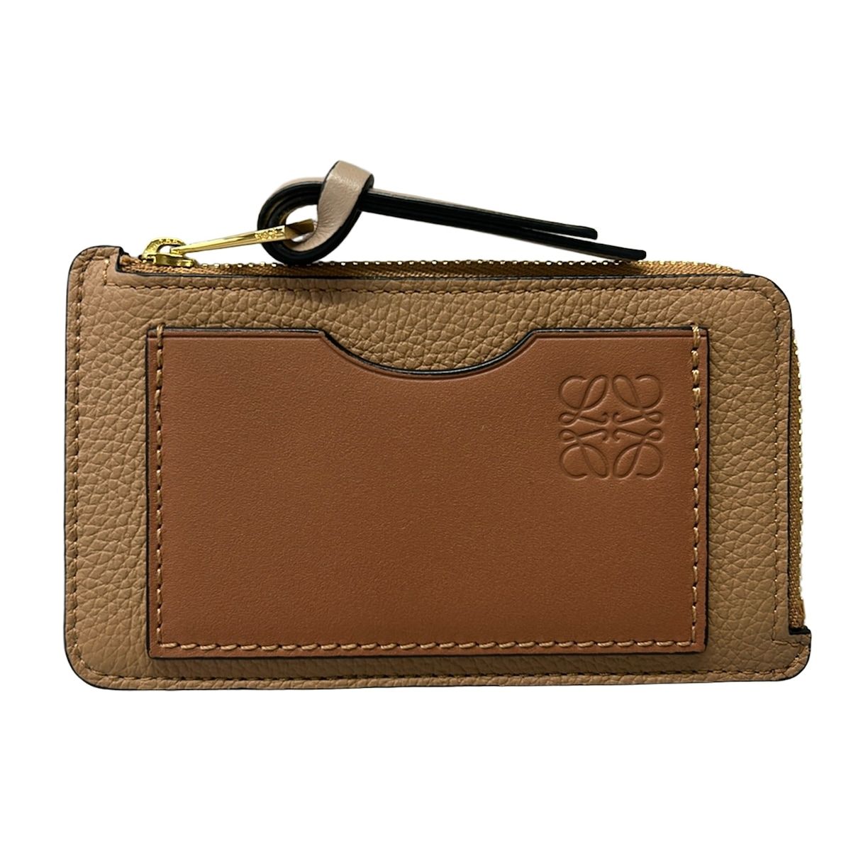 Loewe Card Case Coin Holder Toffee Tan L-shaped Zipper