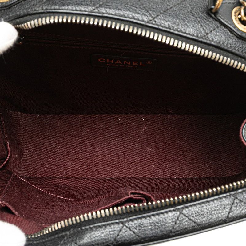 Chanel CC Logo 2-Way Shoulder Bag Black Calfskin — view 8