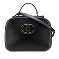 Chanel CC Logo 2-Way Shoulder Bag Black Calfskin