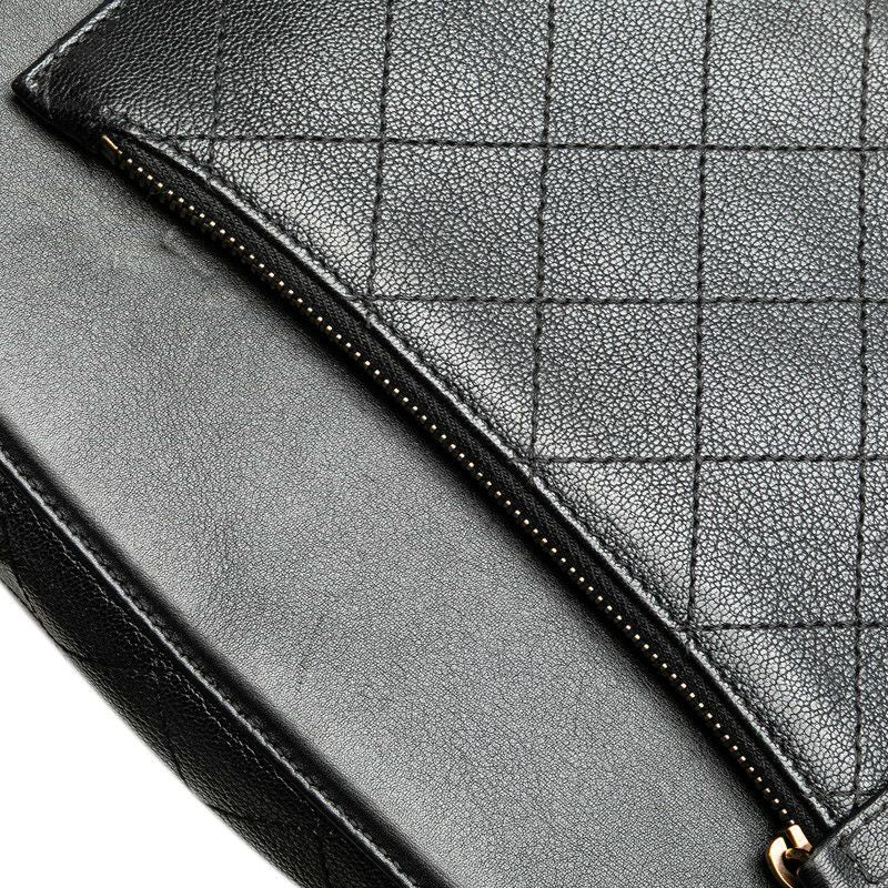 Chanel CC Logo 2-Way Shoulder Bag Black Calfskin — view 6
