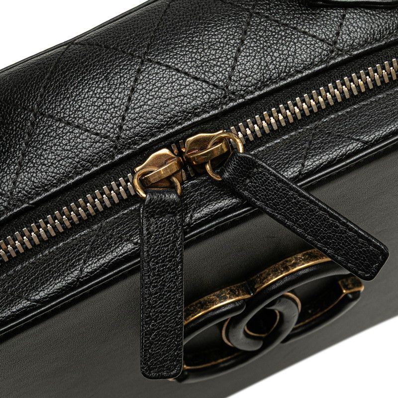 Chanel CC Logo 2-Way Shoulder Bag Black Calfskin — view 7