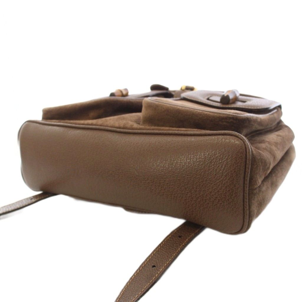 Gucci Suede Bamboo Backpack Brown 003 TK — view 7