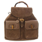 Gucci Suede Bamboo Backpack Brown 003 TK