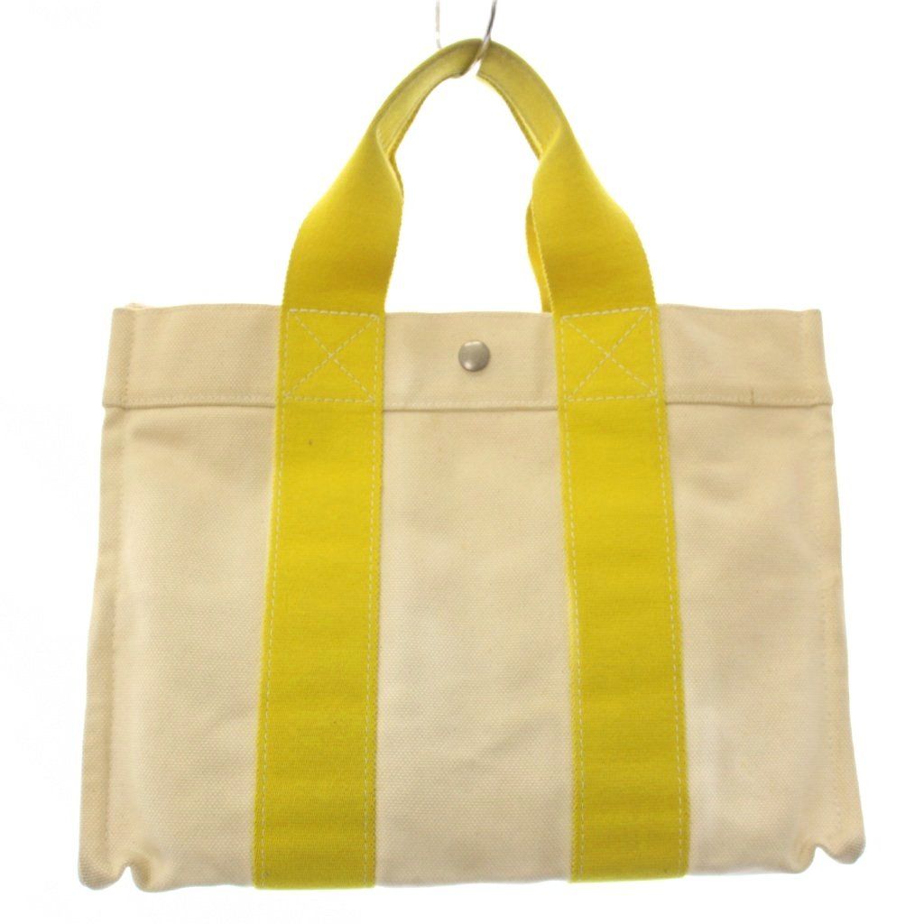 Hermes Bora PM Tote Bag Canvas White Ivory Yellow TK