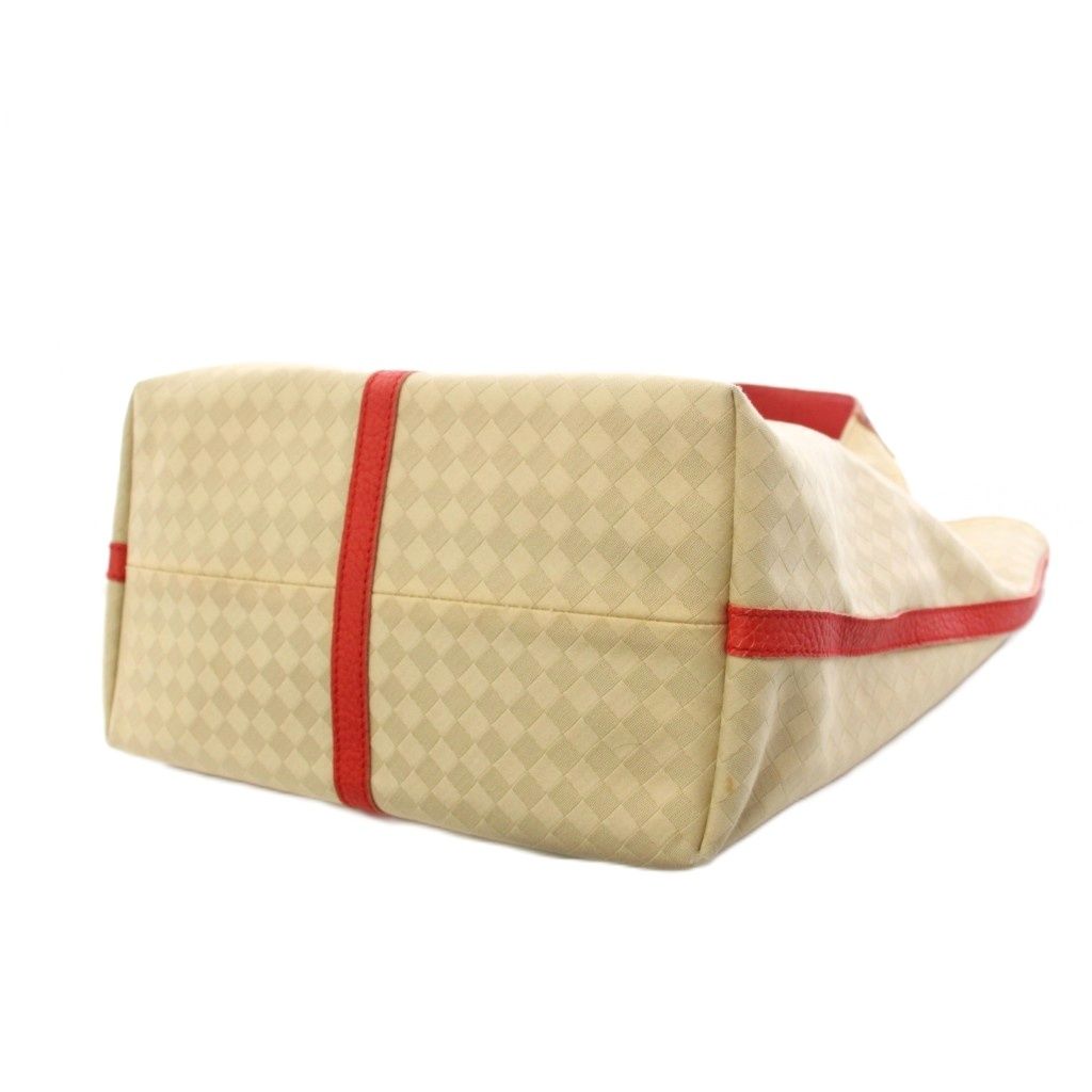 Bottega Veneta Tote Bag Canvas Contrast Leather All Over Print Beige Red TK — view 5