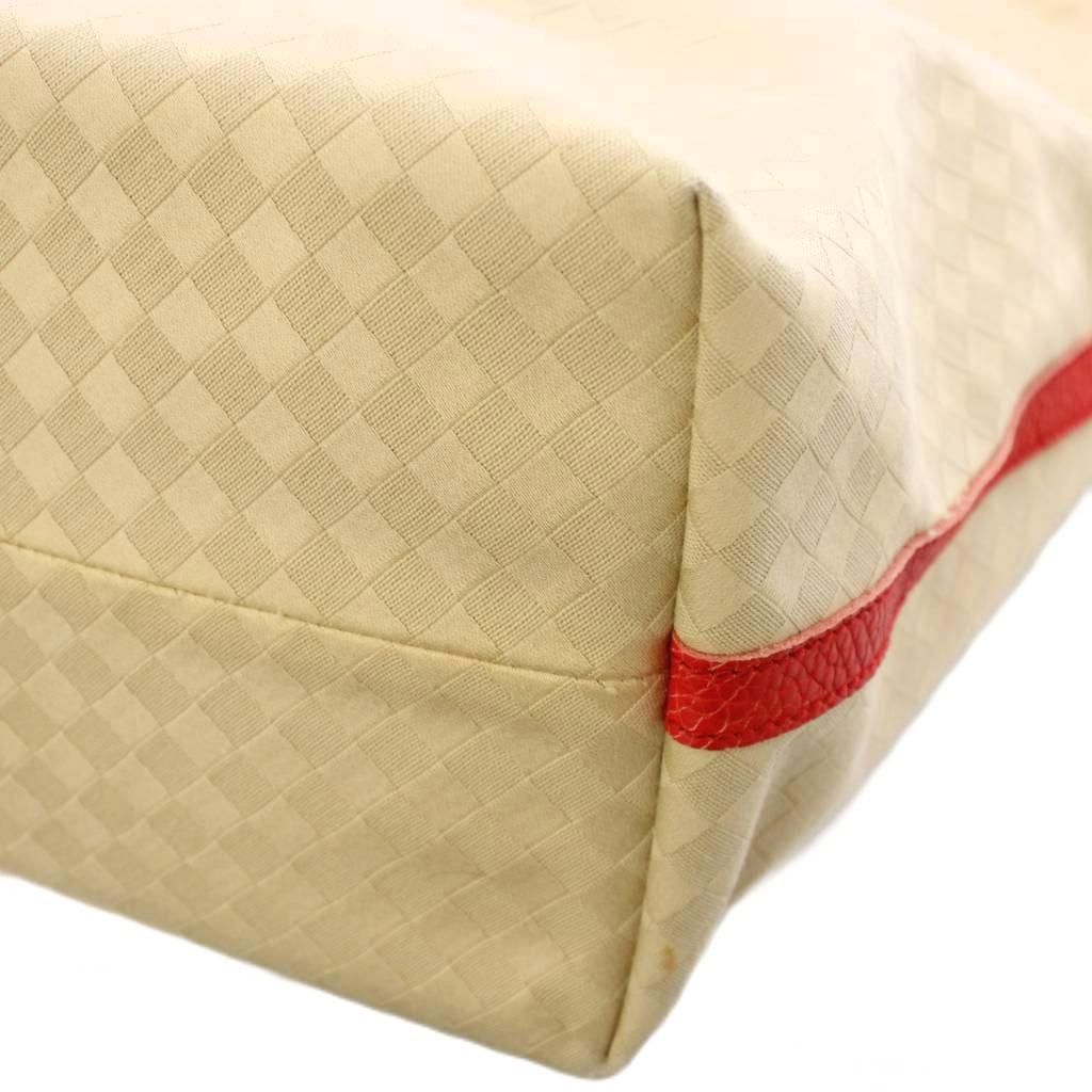 Bottega Veneta Tote Bag Canvas Contrast Leather All Over Print Beige Red TK — view 7