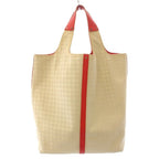 Bottega Veneta Tote Bag Canvas Contrast Leather All Over Print Beige Red TK — view 2