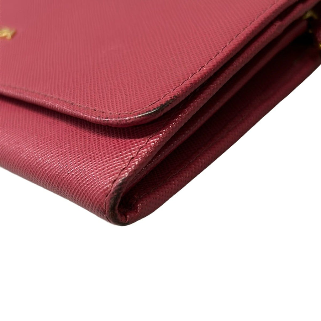 Prada Wallet Pink Gold Chain Leather Shoulder Bag — view 7