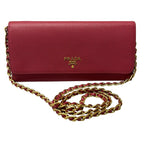 Prada Wallet Pink Gold Chain Leather Shoulder Bag