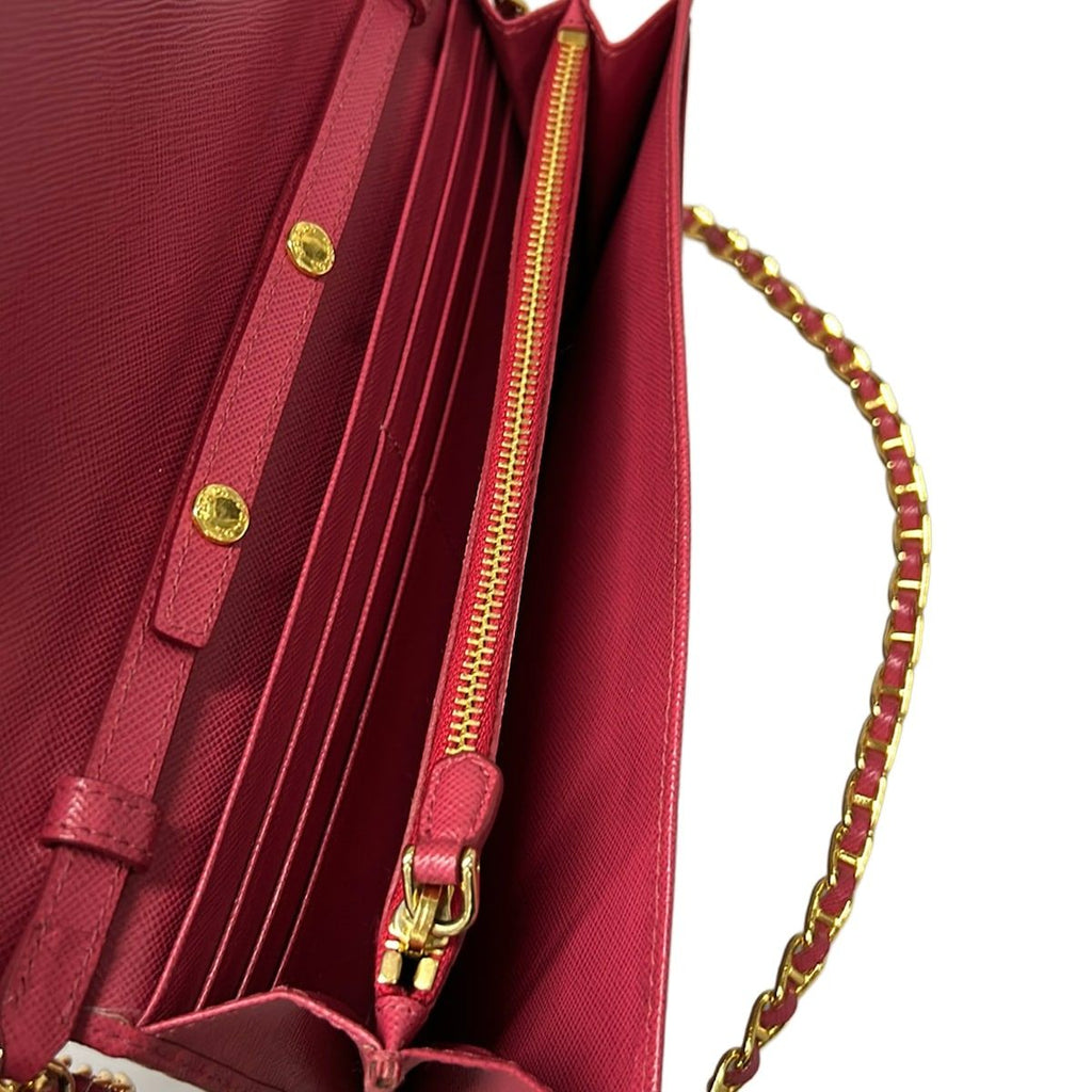 Prada Wallet Pink Gold Chain Leather Shoulder Bag — view 4