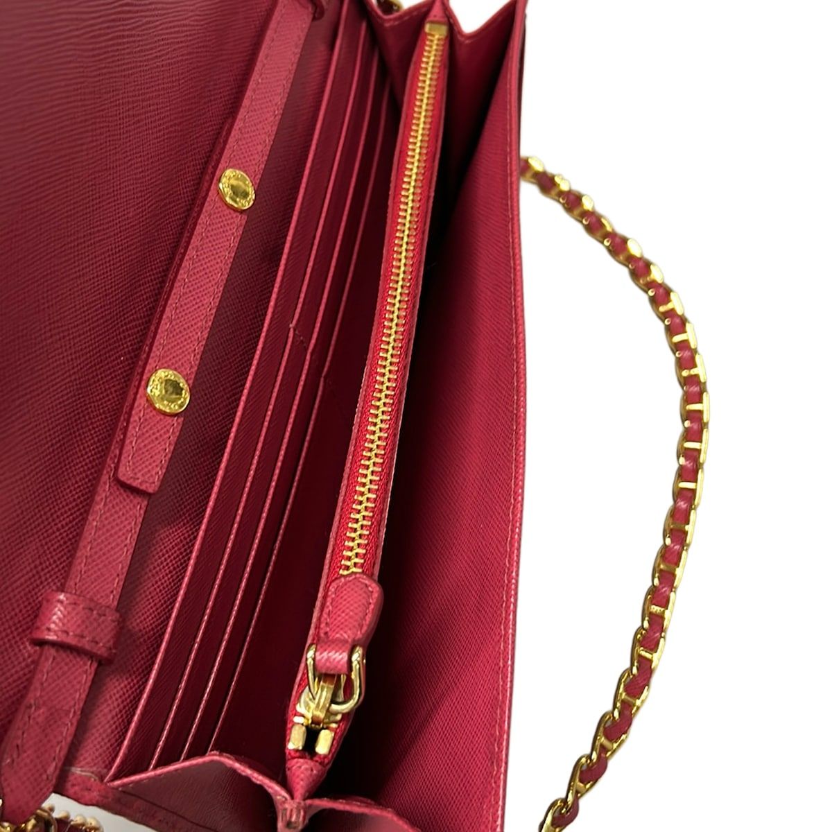 Prada Wallet Pink Gold Chain Leather Shoulder Bag — view 4