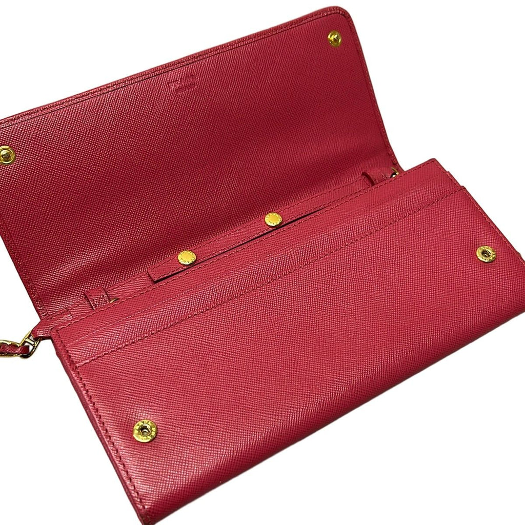 Prada Wallet Pink Gold Chain Leather Shoulder Bag — view 3
