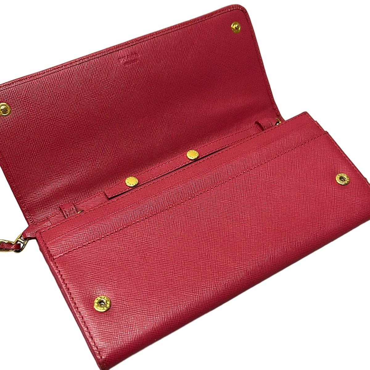 Prada Wallet Pink Gold Chain Leather Shoulder Bag — view 3