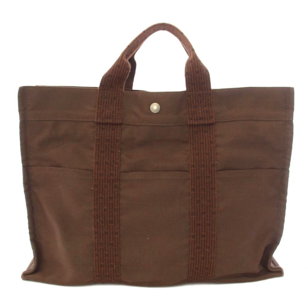 Hermes Her Line Tote Bag MM Canvas Brown TK