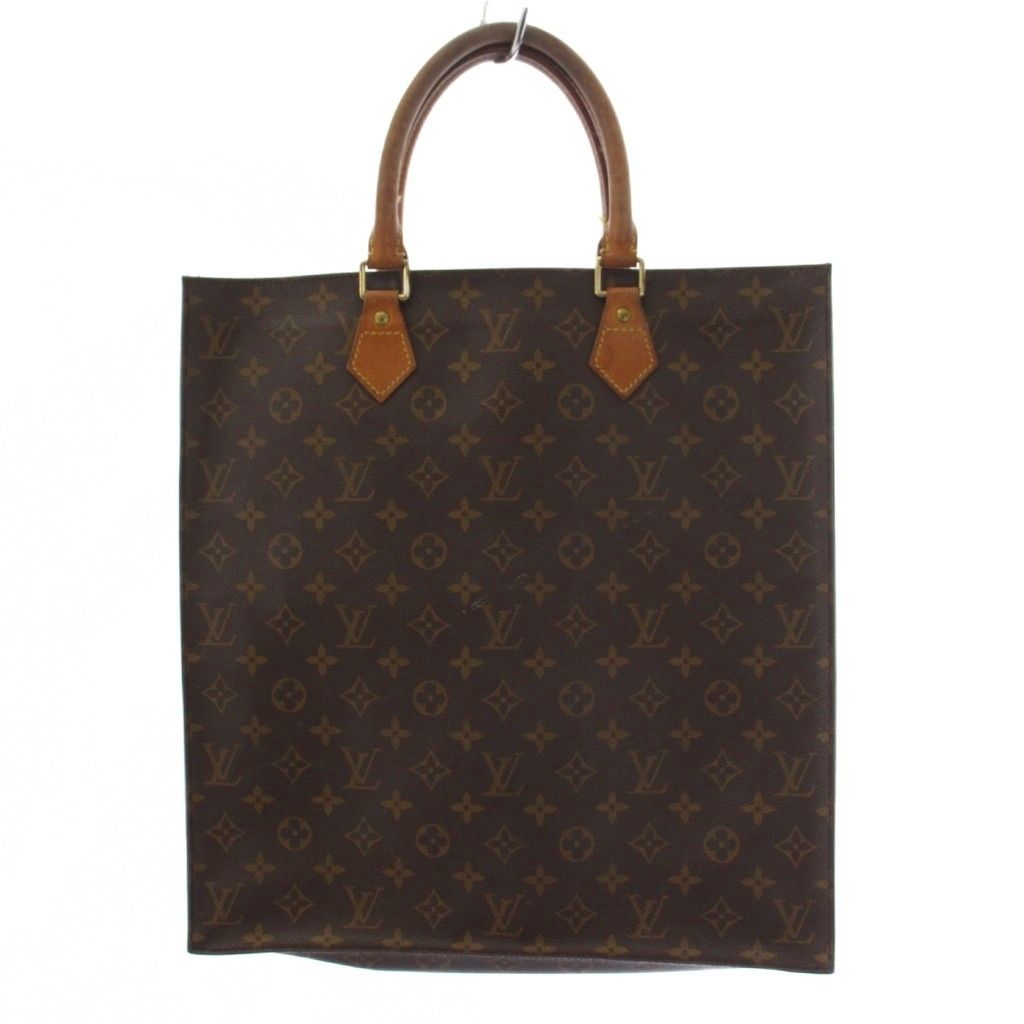 Louis Vuitton Monogram Sac Plat Tote Bag Brown
