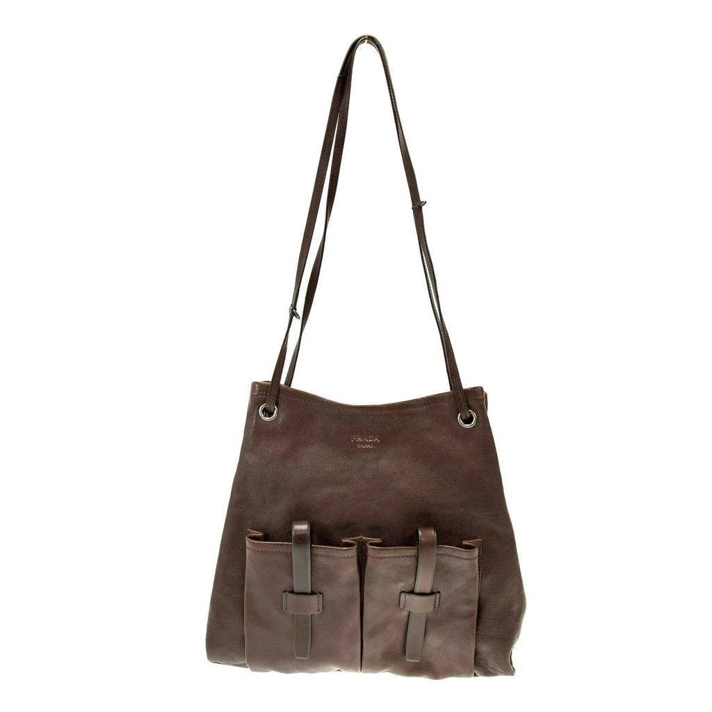 Prada Route Large Leather 2-Way Tote Bag Brown