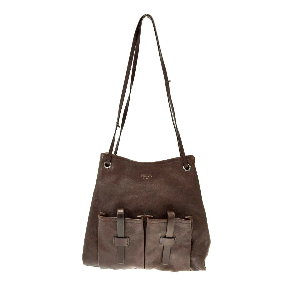 Prada Route Large Leather 2-Way Tote Bag Brown