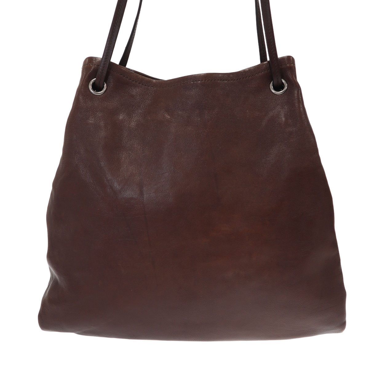 Prada Route Large Leather 2-Way Tote Bag Brown — view 3