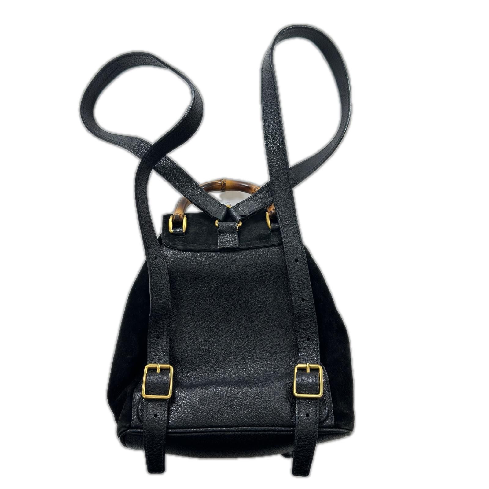 Gucci Backpack Bamboo Velour Leather Black — view 3