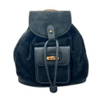 Gucci Backpack Bamboo Velour Leather Black