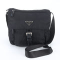 Prada White Tessuto Nylon Triangle Logo Leather Shoulder Bag Crossbody Messenger
