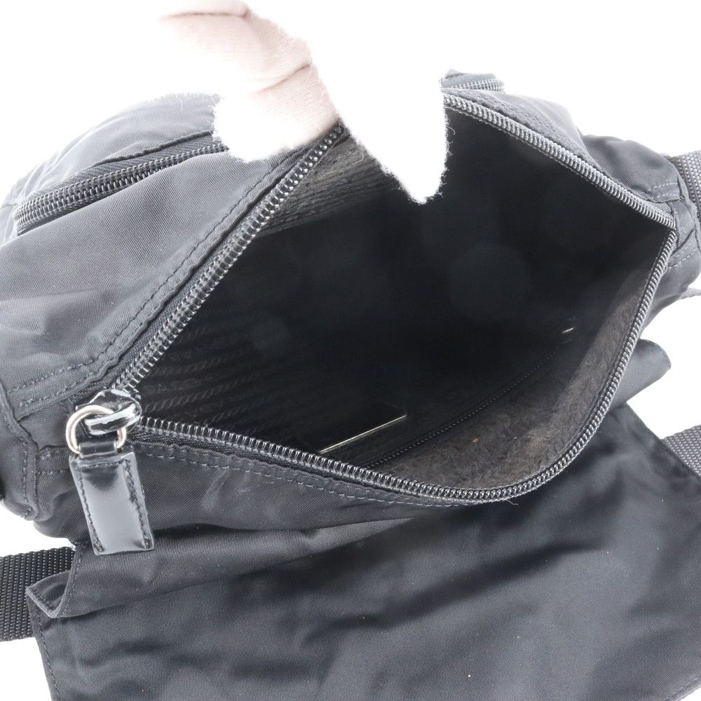 Prada White Tessuto Nylon Triangle Logo Leather Shoulder Bag Crossbody Messenger — view 7