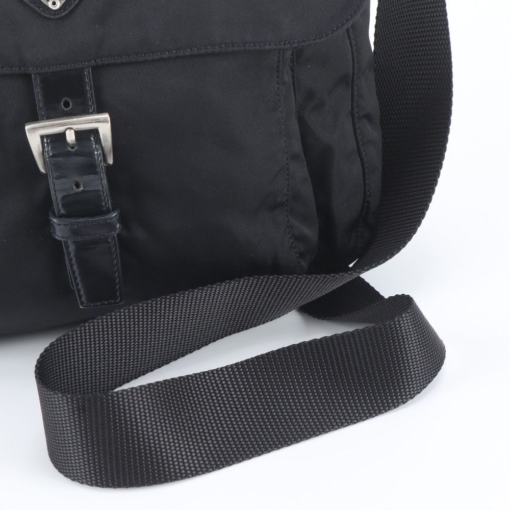 Prada White Tessuto Nylon Triangle Logo Leather Shoulder Bag Crossbody Messenger — view 2