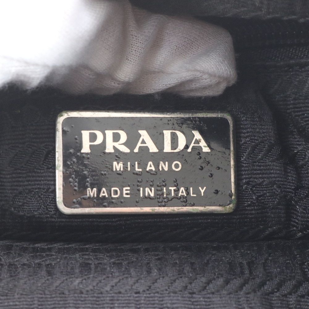 Prada White Tessuto Nylon Triangle Logo Leather Shoulder Bag Crossbody Messenger — view 8