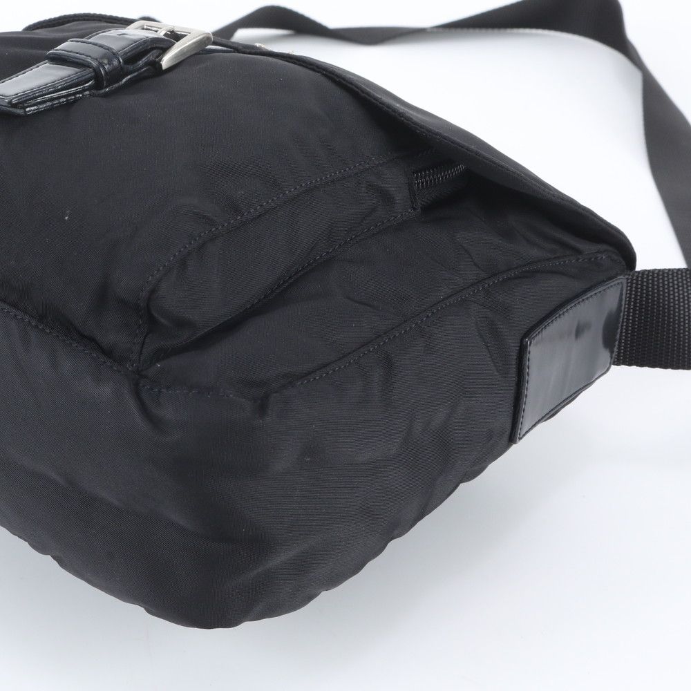 Prada White Tessuto Nylon Triangle Logo Leather Shoulder Bag Crossbody Messenger — view 4