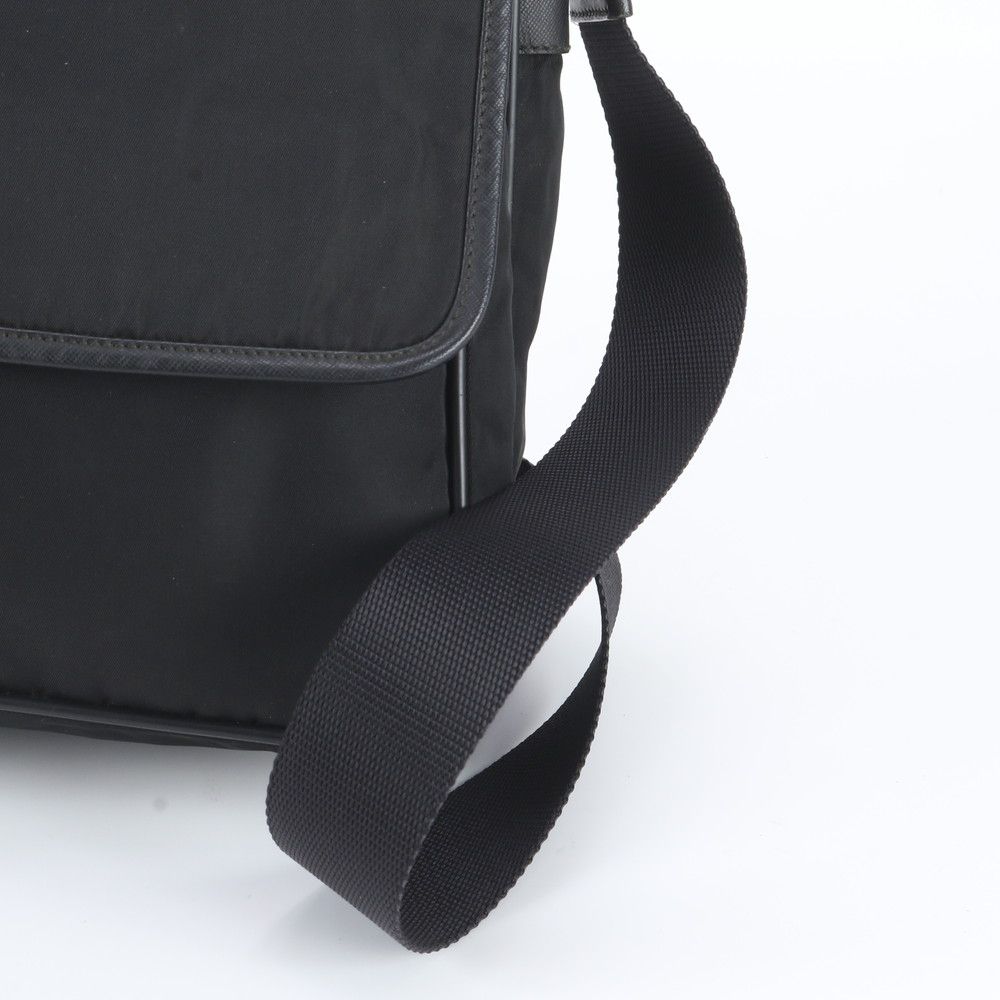 Prada White Tessuto Nylon Triangle Logo Leather Shoulder Bag Crossbody — view 2