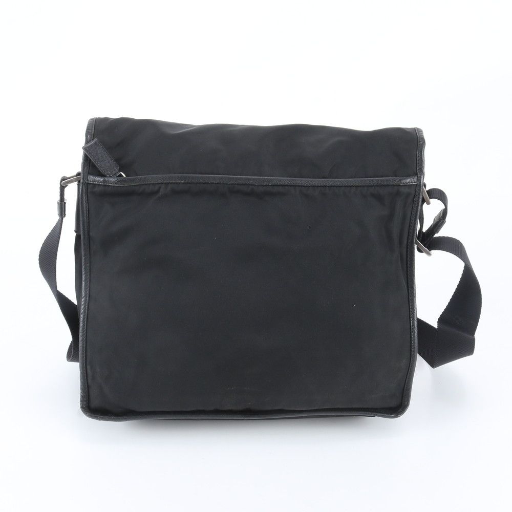 Prada White Tessuto Nylon Triangle Logo Leather Shoulder Bag Crossbody — view 3