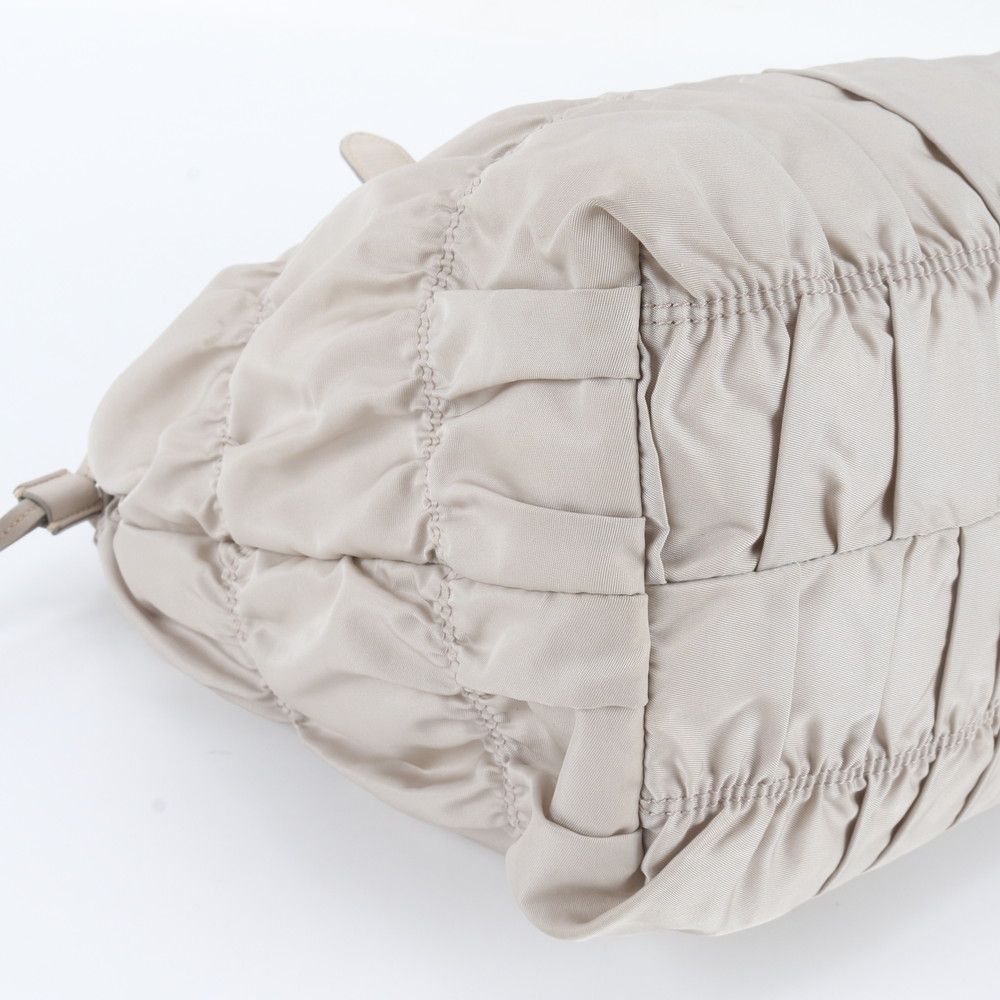Prada White Tag Tessuto Nylon Gathered Leather 2-Way Shoulder Bag Crossbody — view 6