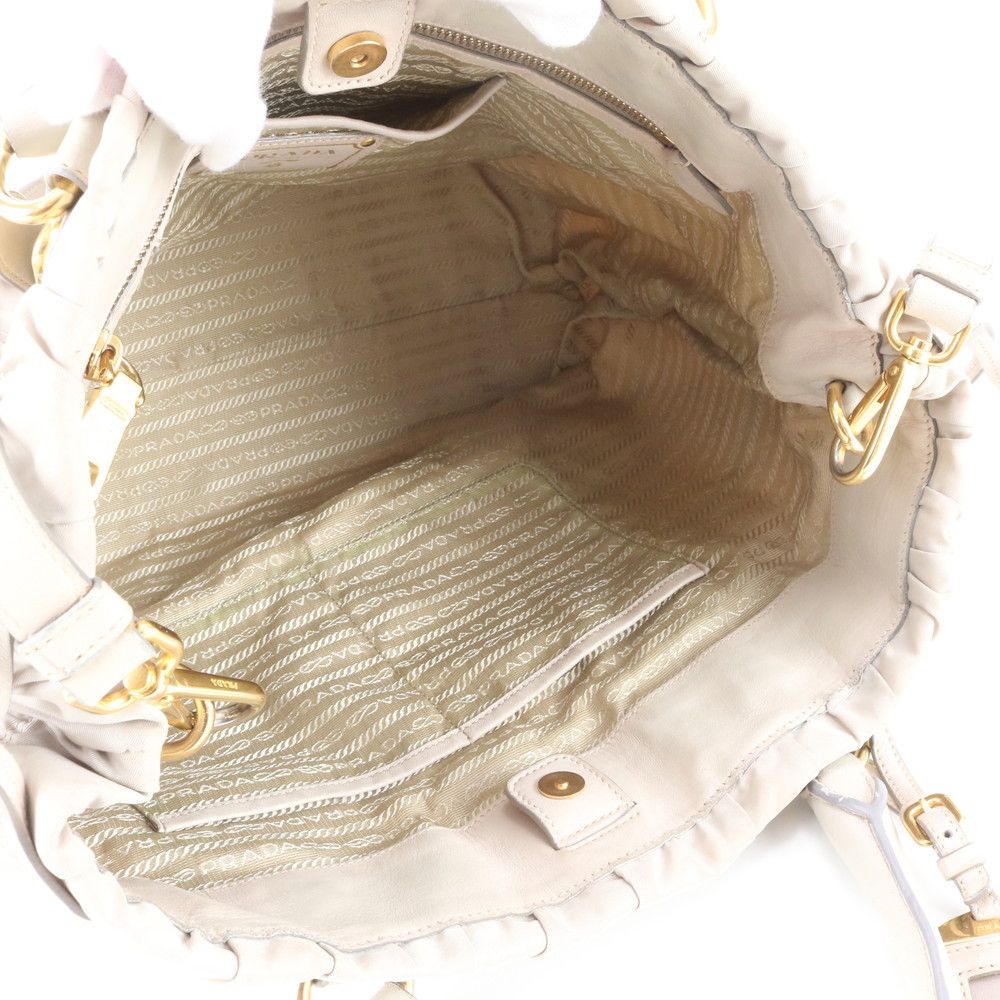 Prada White Tag Tessuto Nylon Gathered Leather 2-Way Shoulder Bag Crossbody — view 7