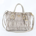 Prada White Tag Tessuto Nylon Gathered Leather 2-Way Shoulder Bag Crossbody