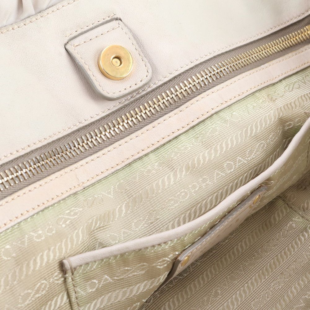 Prada White Tag Tessuto Nylon Gathered Leather 2-Way Shoulder Bag Crossbody — view 8