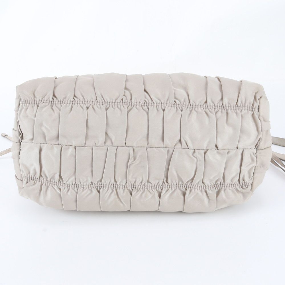 Prada White Tag Tessuto Nylon Gathered Leather 2-Way Shoulder Bag Crossbody — view 5