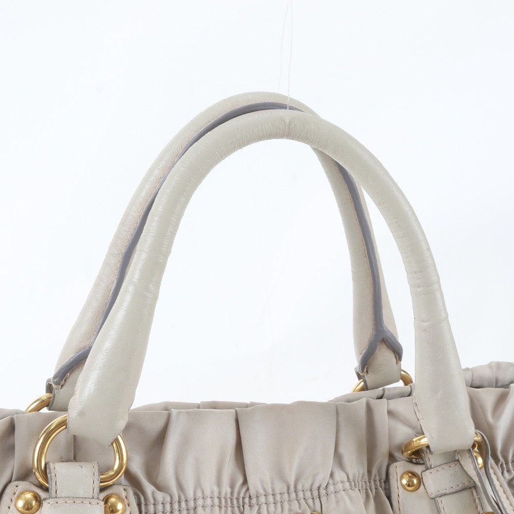 Prada White Tag Tessuto Nylon Gathered Leather 2-Way Shoulder Bag Crossbody — view 2