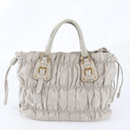 Prada White Tag Tessuto Nylon Gathered Leather 2-Way Shoulder Bag Crossbody — view 3
