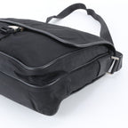 Prada Tessuto Nylon Triangle Logo Leather Shoulder Bag Crossbody Messenger Black — view 4