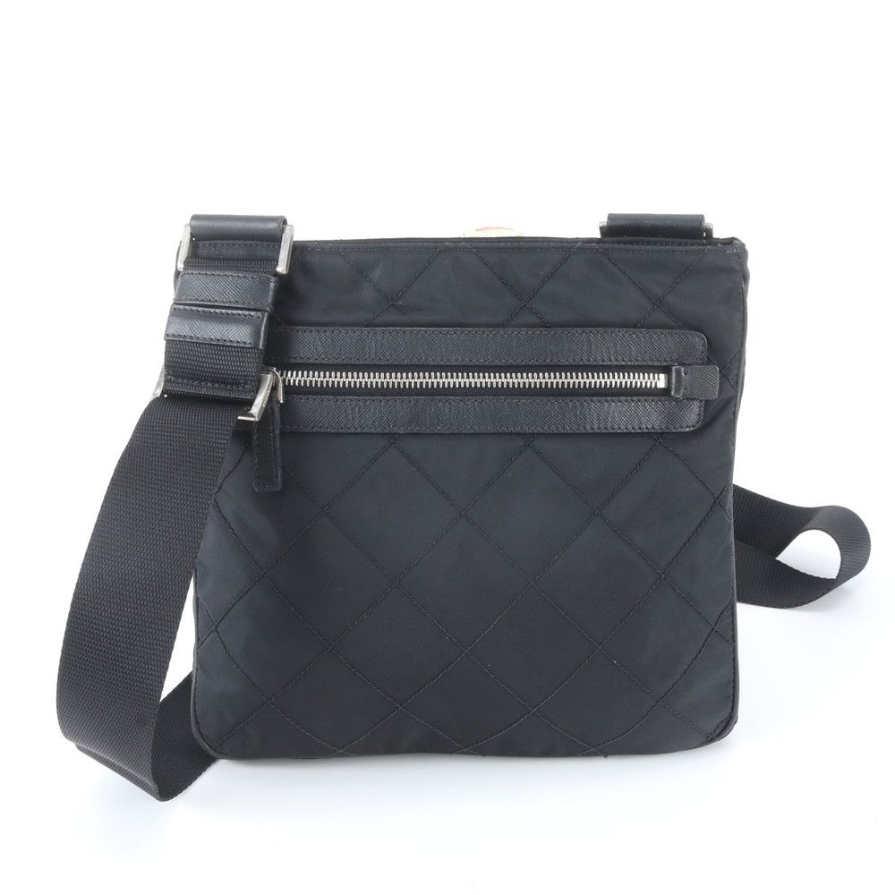 Prada Tessuto Nylon Quilted Triangle Logo Leather Shoulder Bag — view 3