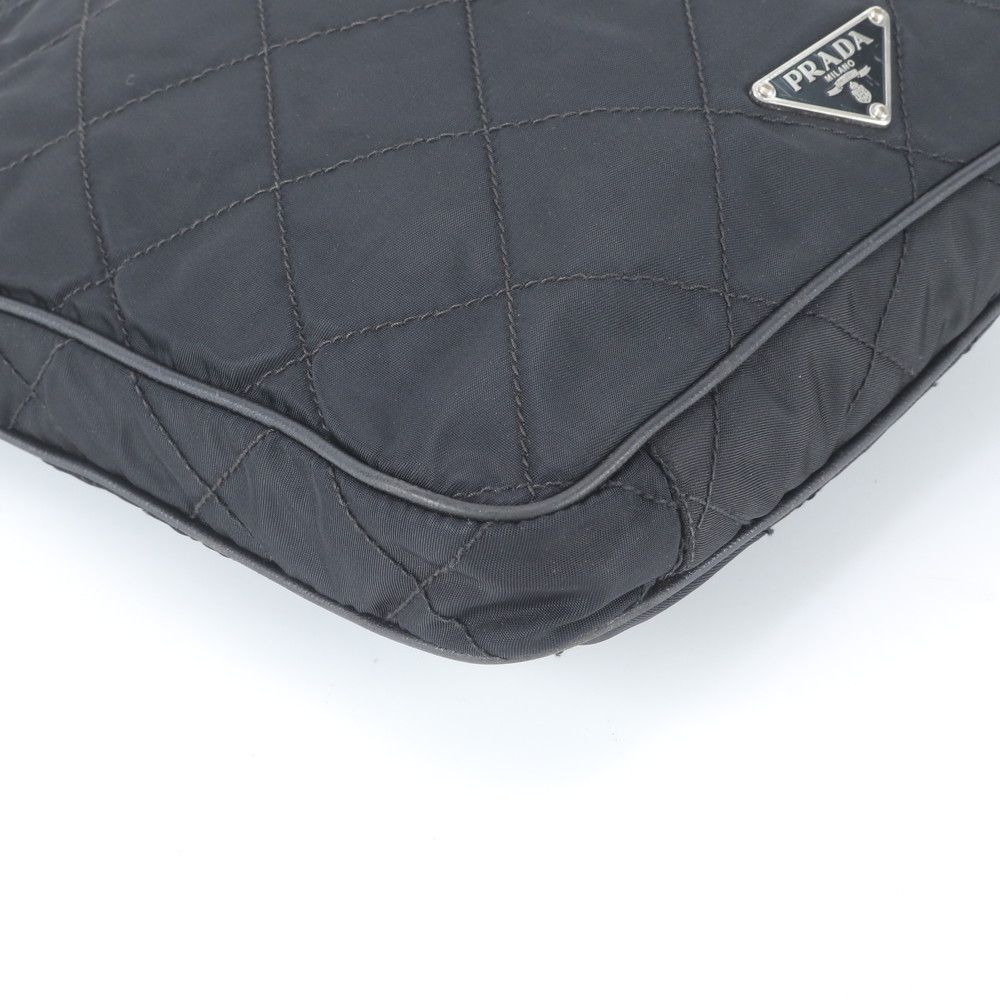 Prada Tessuto Nylon Quilted Triangle Logo Leather Shoulder Bag — view 4
