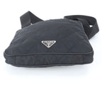 Prada Tessuto Nylon Quilted Triangle Logo Leather Shoulder Bag — view 6