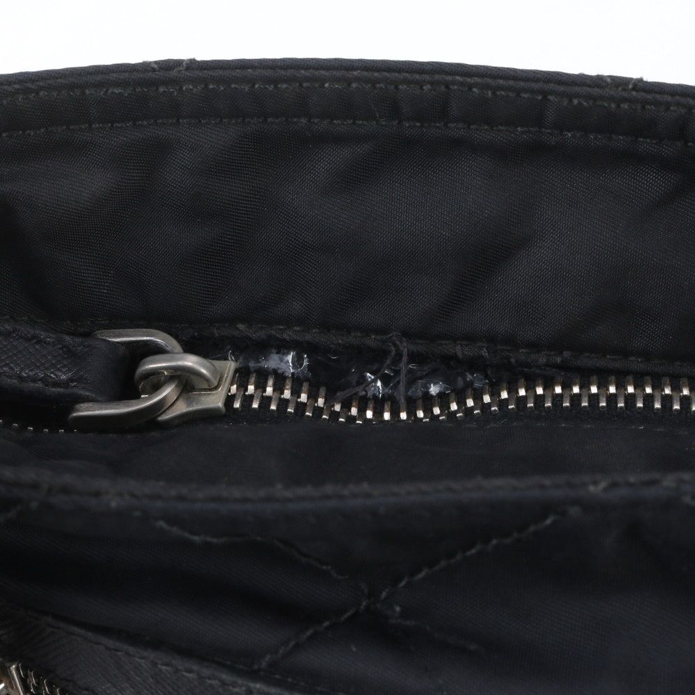 Prada Tessuto Nylon Quilted Triangle Logo Leather Shoulder Bag — view 7