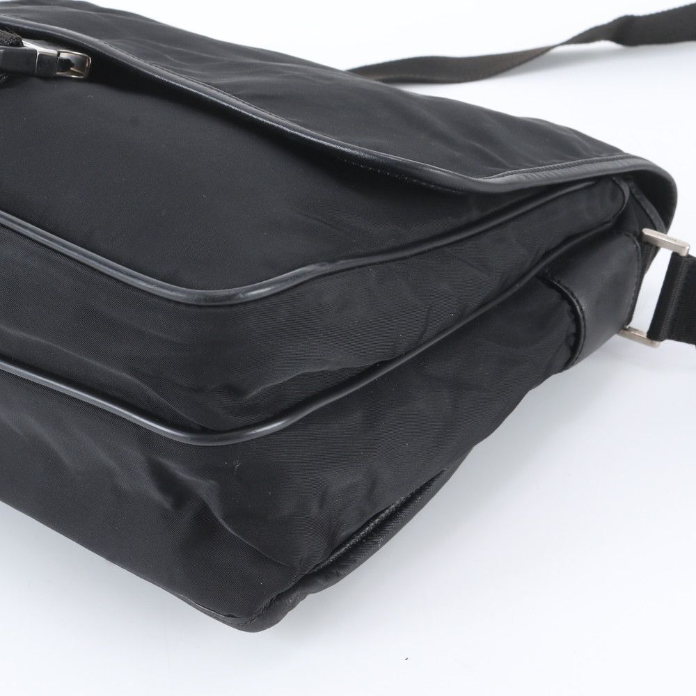 Prada White Tessuto Nylon Triangle Logo Leather Shoulder Bag Crossbody Business — view 4