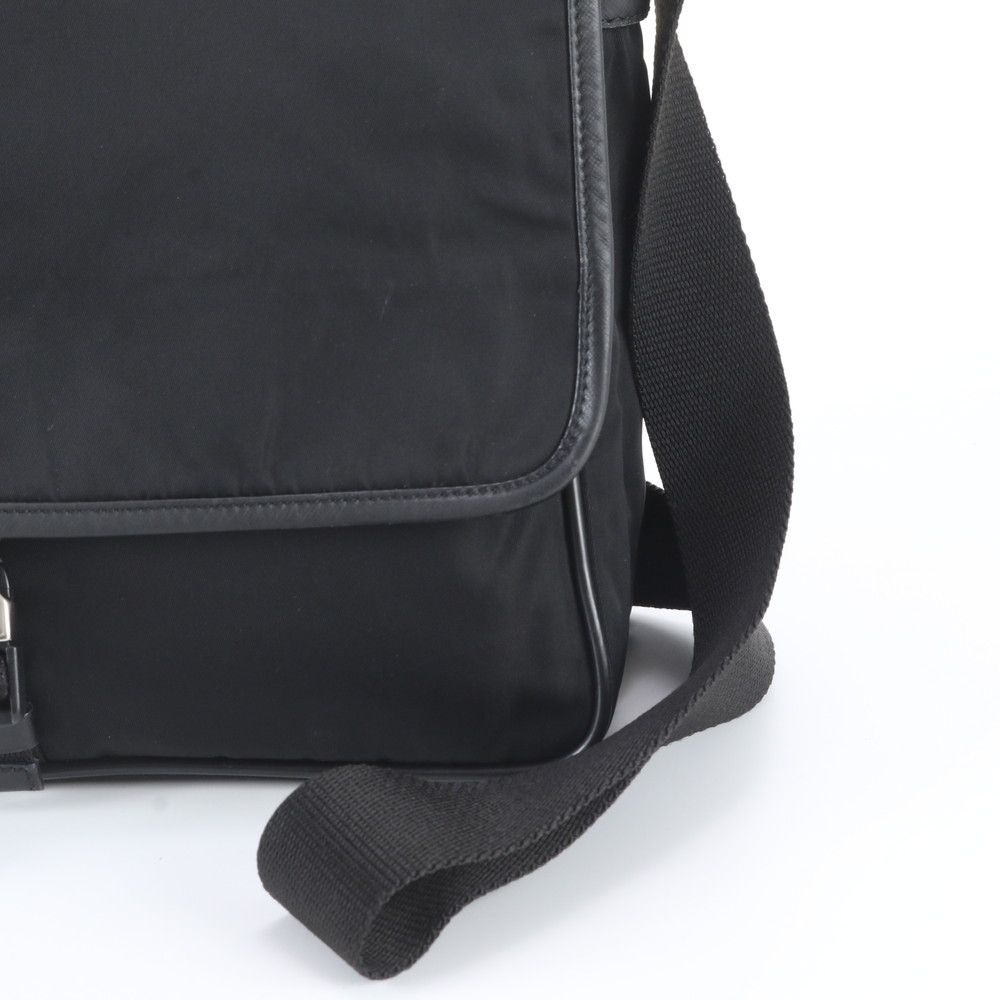 Prada White Tessuto Nylon Triangle Logo Leather Shoulder Bag Crossbody Business — view 2
