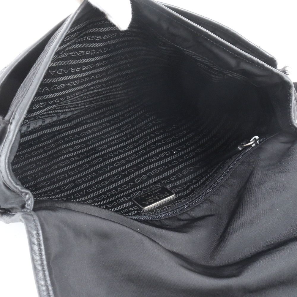 Prada White Tessuto Nylon Triangle Logo Leather Shoulder Bag Crossbody Business — view 8
